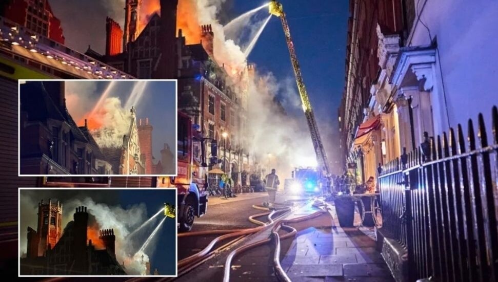 Londra'da tarihi lüks otel Chiltern Firehouse, çıkan yangında küle döndü