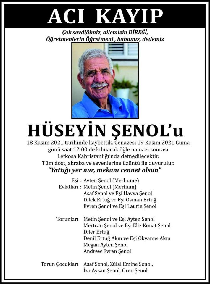 Emekli öğretmen Hüseyin Şenol Hayatını Kaybetti